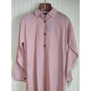 Alkaram Studio Dress Womens 10 Orange Stripe Long Sleeve‎ Hi Low Shirt Tunic